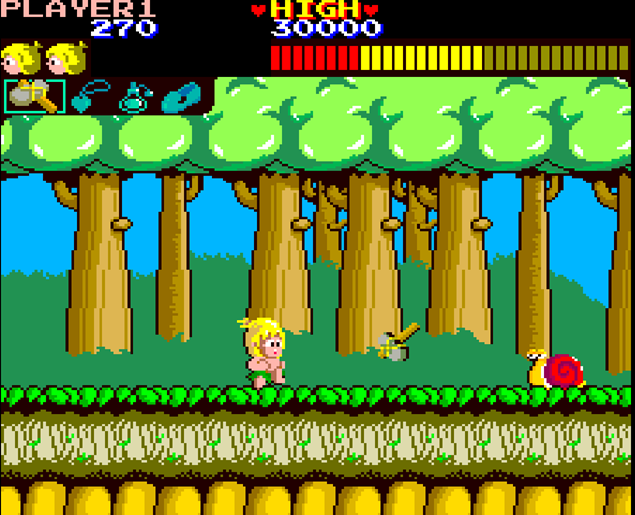 Jugando a Wonder Boy